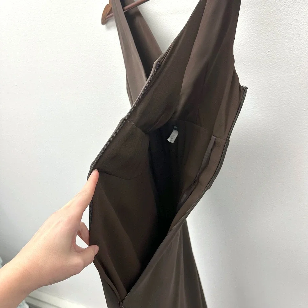 J. Crew Silk‎ V-Neck Midi Dress Brown 0
